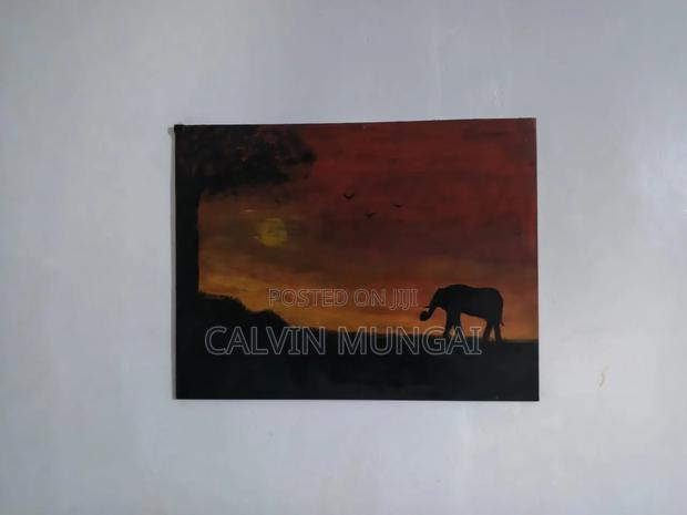 Elephant in a Sunset Painting Art