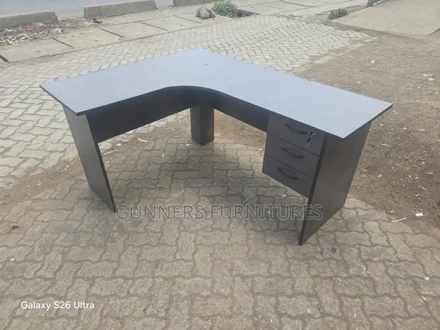 Gray L Shaped Office Desk. - thumbnail 3