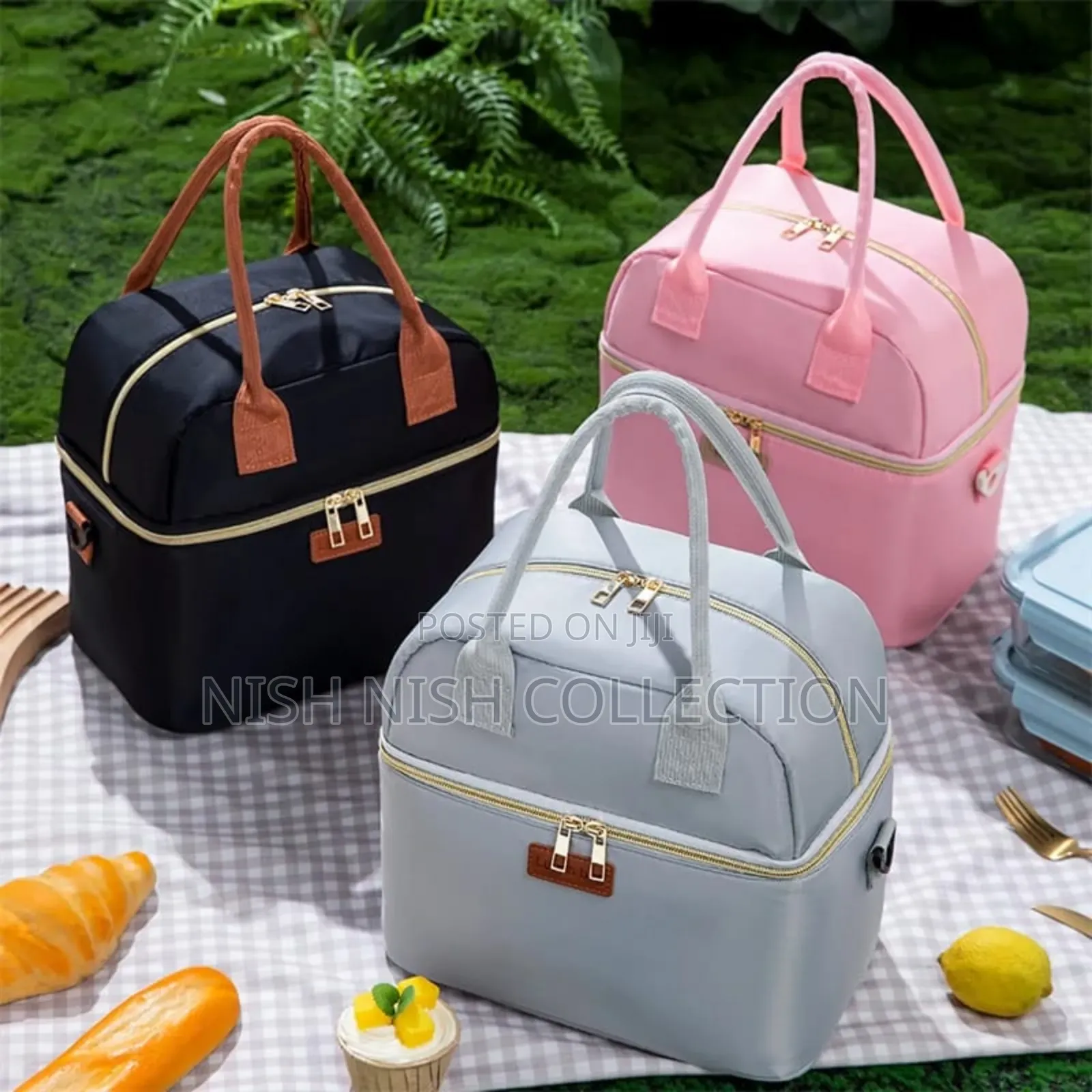*Double Layer Insulated Lunch Bag With Removable Strap