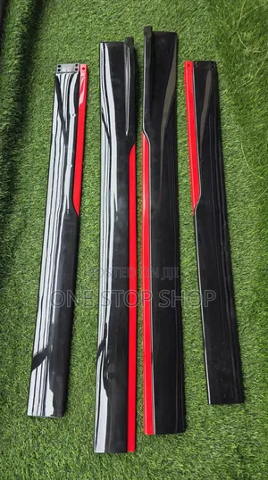 Gloss Black Finish With Red Accents Universal Side Skirts Body Kit