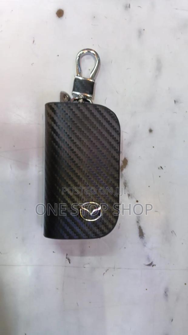 Mazda Car Key Case Carbon Fiber Pattern With Metallic Logo - main view