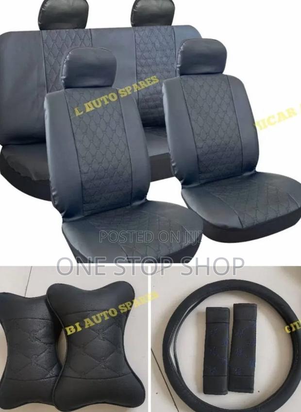 Diamond Pattern Pu Leather Seat Cover With 2pillows, Steering,Belt Pad