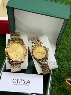 Gold Tone Stainless Couple Set Watches 