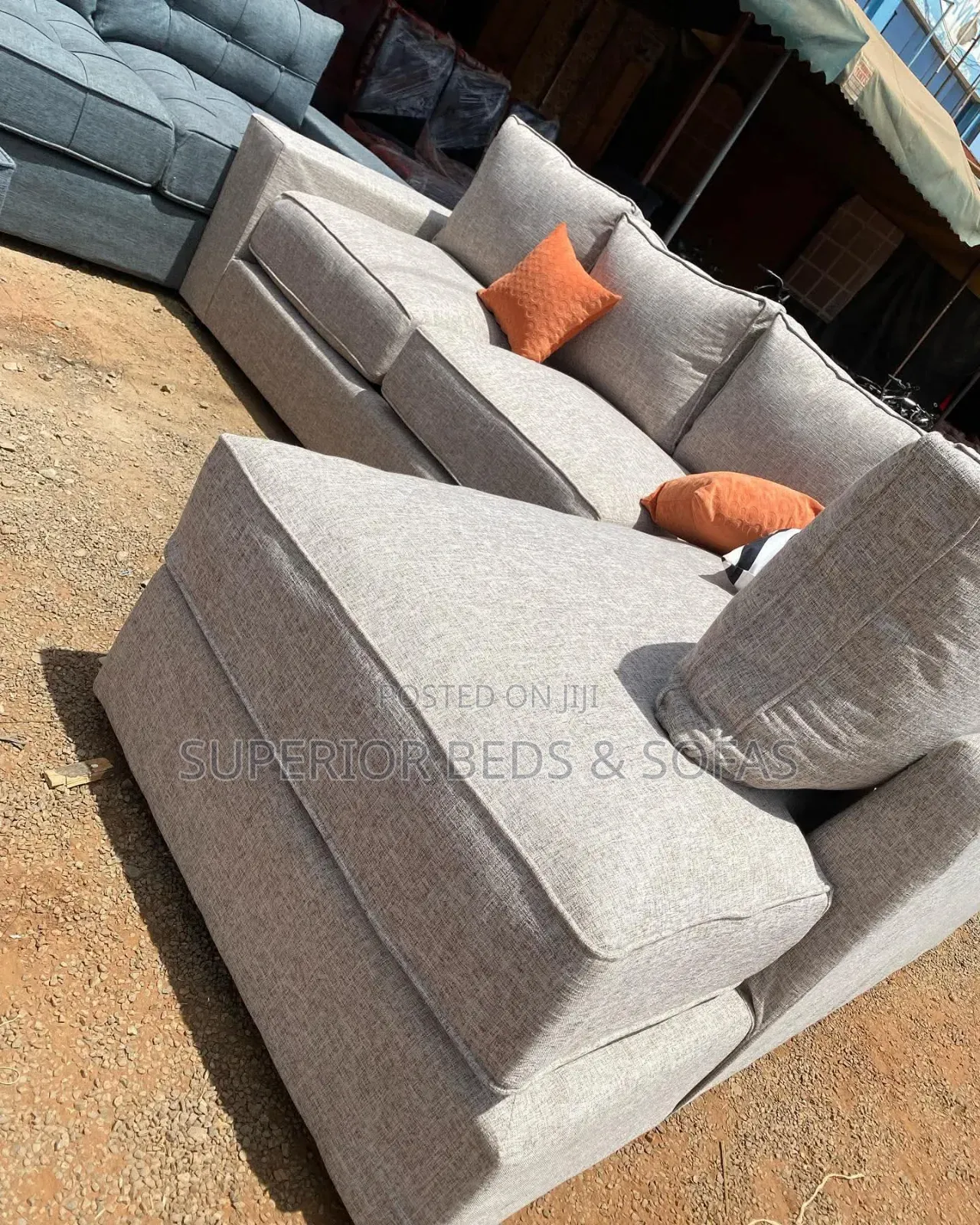 5 Seater Grey L Shape Sofa (Corner Seat)