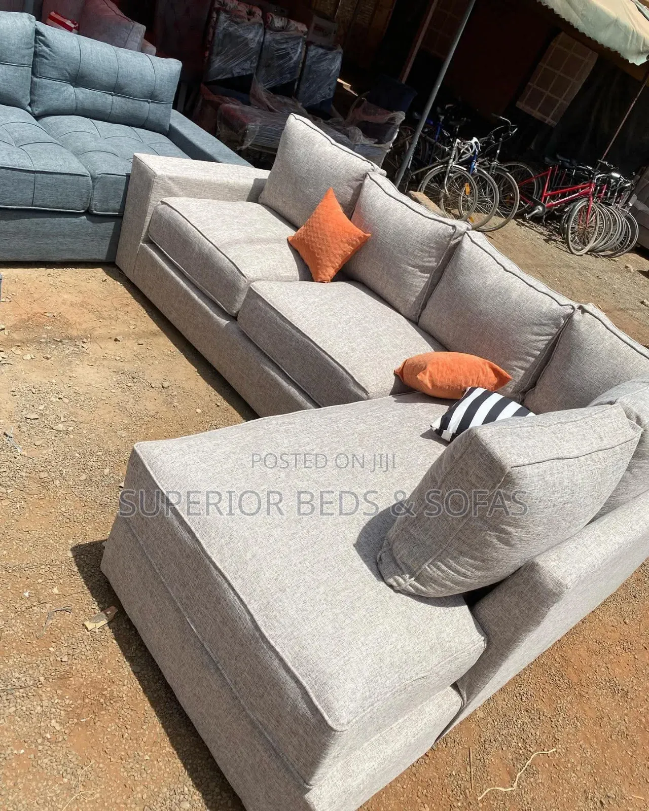 5 Seater Grey L Shape Sofa (Corner Seat)