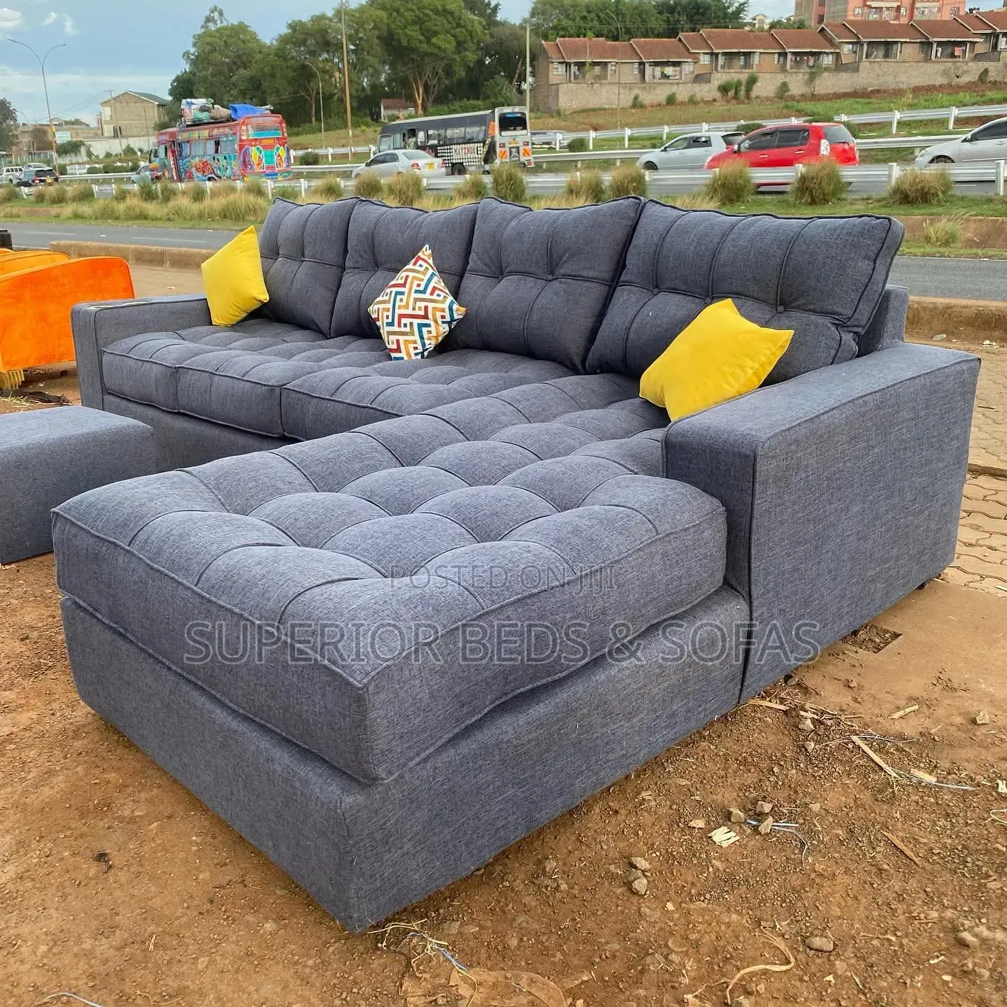Black 6 Seater L Shape Sofa/ Corner Seat