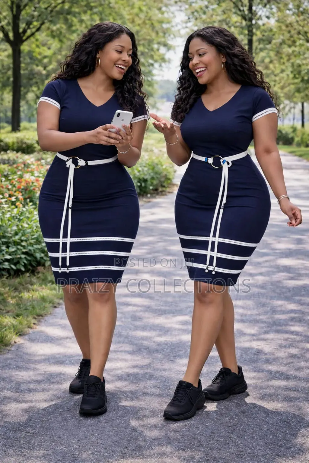 Classic Straight Dress With Bottom Stripes