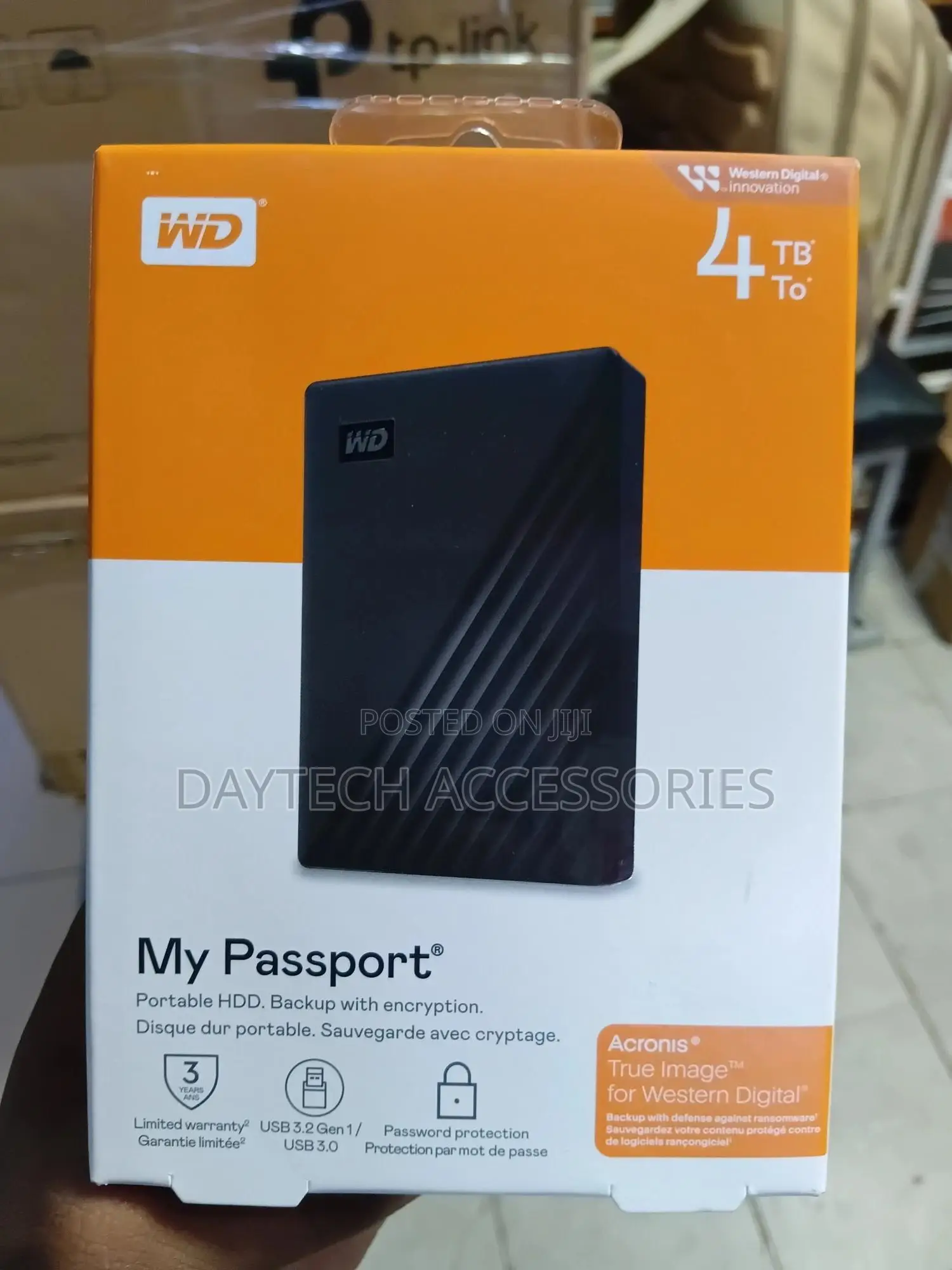 Western Digital My Passport 4tb Portable External Hard Drive.