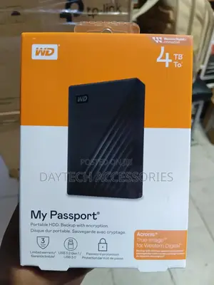 Western Digital My Passport 4tb Portable External Hard Drive.