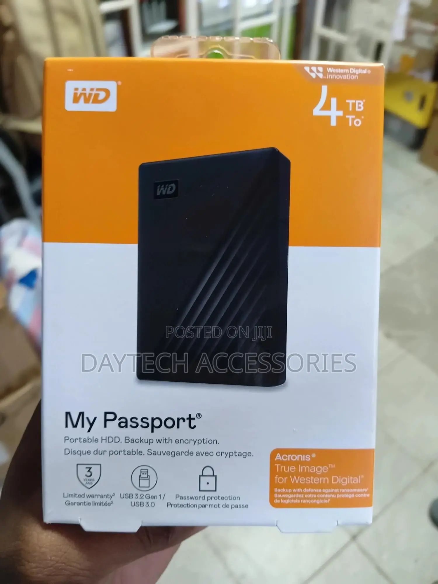 Western Digital My Passport 4tb Portable External Hard Drive.