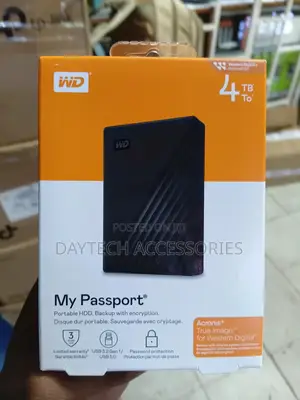 Western Digital My Passport 4tb Portable External Hard Drive.