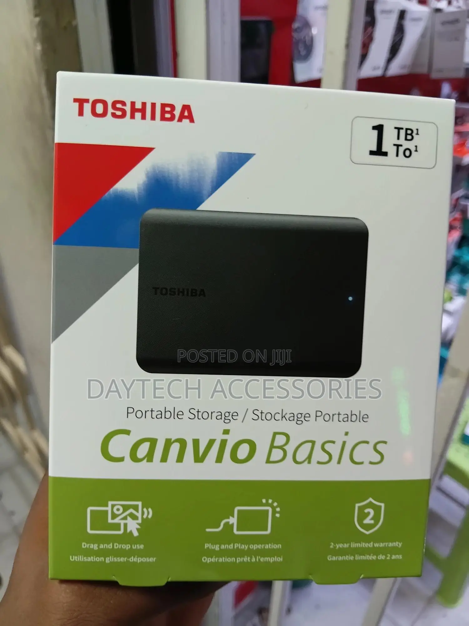 Toshiba Canvio Basics 1tb Portable External Hard Drive In Matte Black.