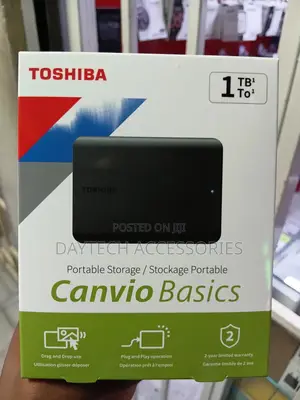 Toshiba Canvio Basics 1tb Portable External Hard Drive In Matte Black.