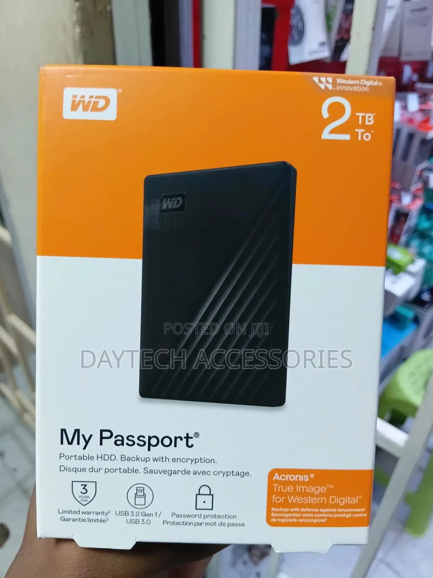 Western Digital My Passport 2tb Portable External Hard Drive in Black.