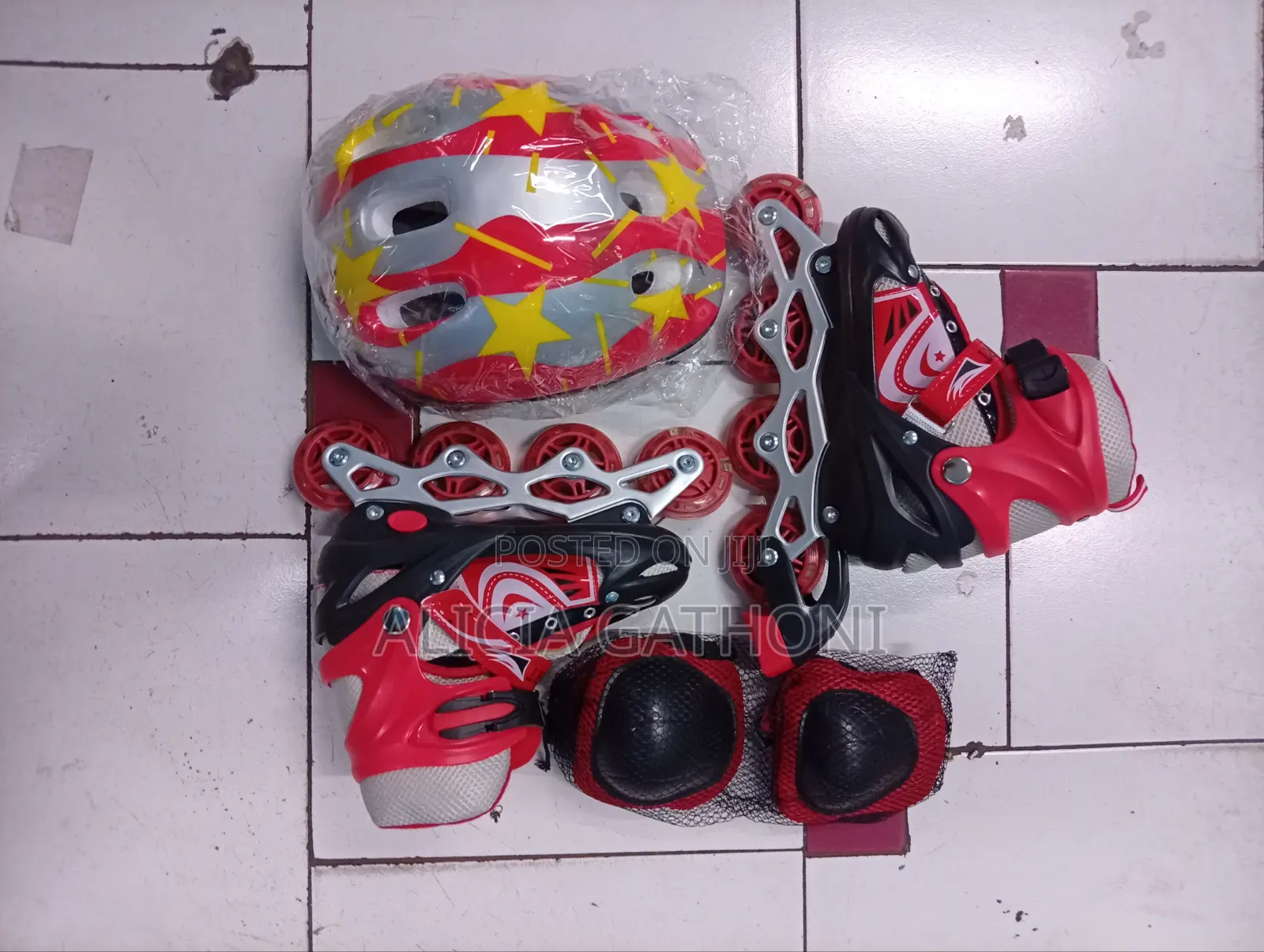 Red Skates With Helmet