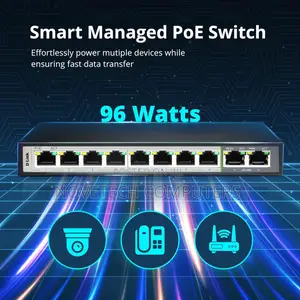 D-Link 10-Port Gigabit Switch With 8 Long Poe Ports and 2 Uplink Ports