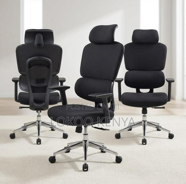 Office Chair; Orthopedic High Back Full Fabric Adjustable Office Chair