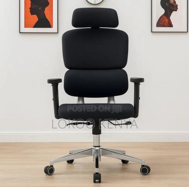 Office Chair; Orthopedic High Back Full Fabric Adjustable Office Chair - thumbnail 4