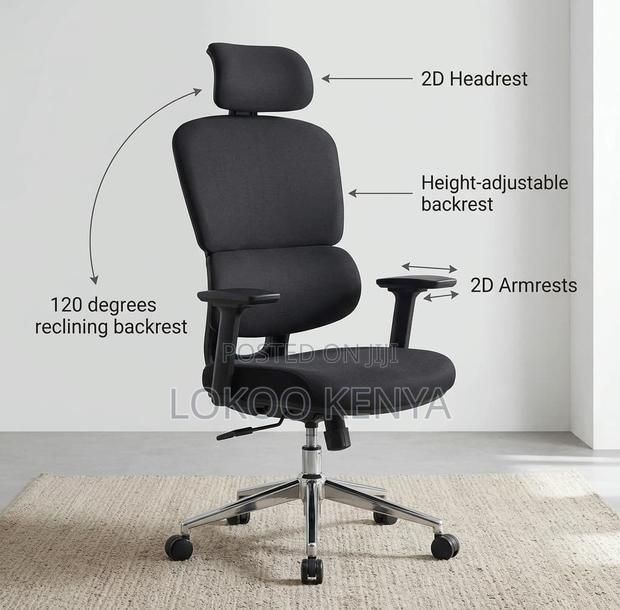 Office Chair; Orthopedic High Back Full Fabric Adjustable Office Chair - thumbnail 6