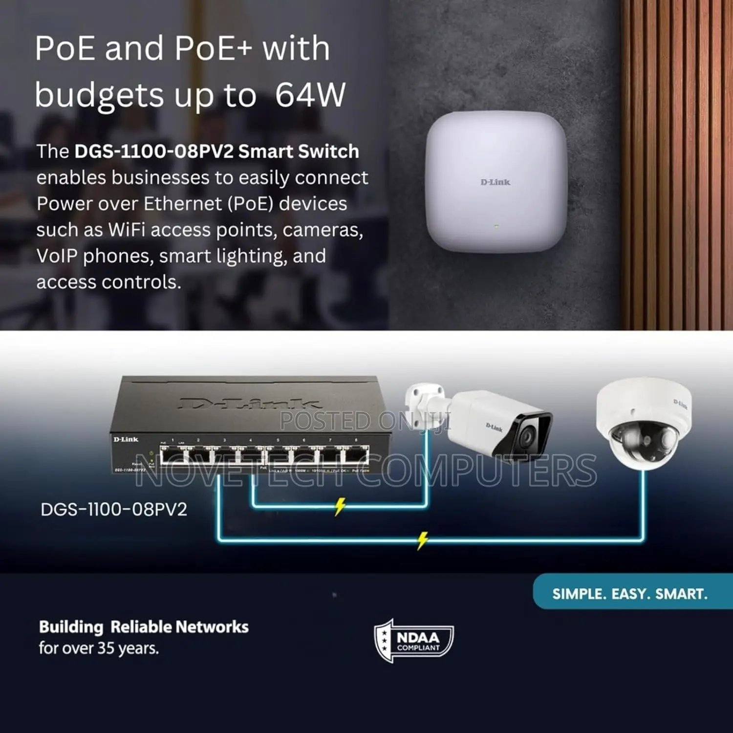 D-Link 8-Port Gigabit Smart Poe Switch With 8 Poe Ports - DGS-1100-08p