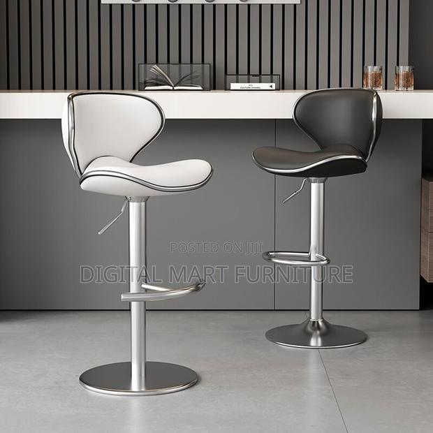 Barstool;Black Leather Swivel Barstool - thumbnail 2