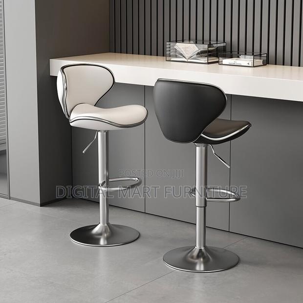 Barstool;Black Leather Swivel Barstool - thumbnail 3