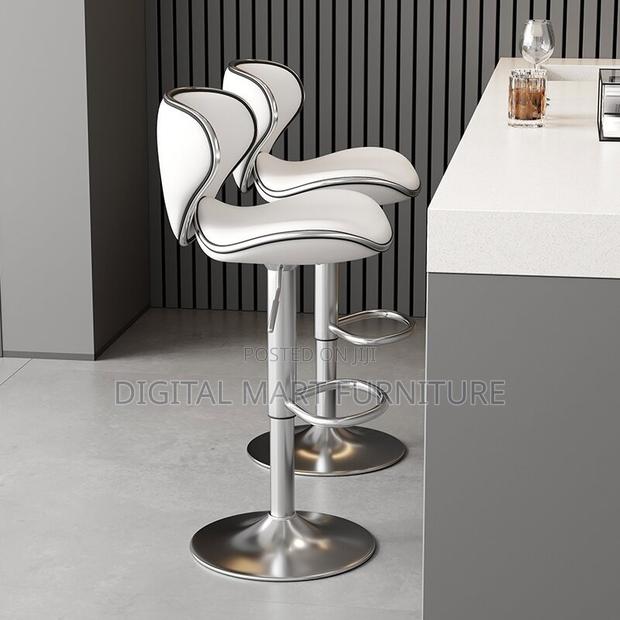 Barstool;Black Leather Swivel Barstool - thumbnail 4