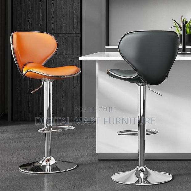 Barstool;Black Leather Swivel Barstool - thumbnail 5