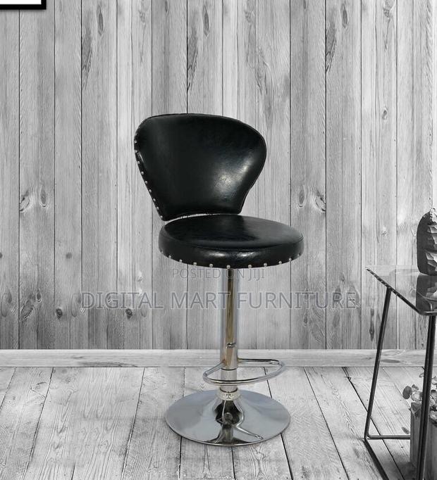 Barstool;Black Leather Swivel Barstool - thumbnail 6
