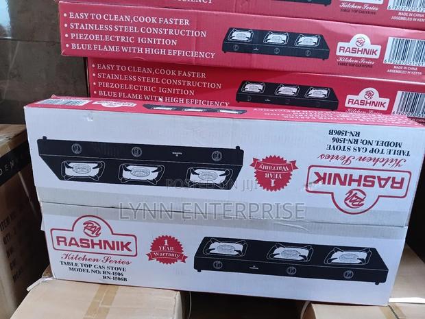 3 Burner Rashnik Burner Silver Table Top Gas Stove
