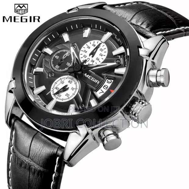 Megir Chronograph Black Leather Straps Gents Watch - thumbnail 2