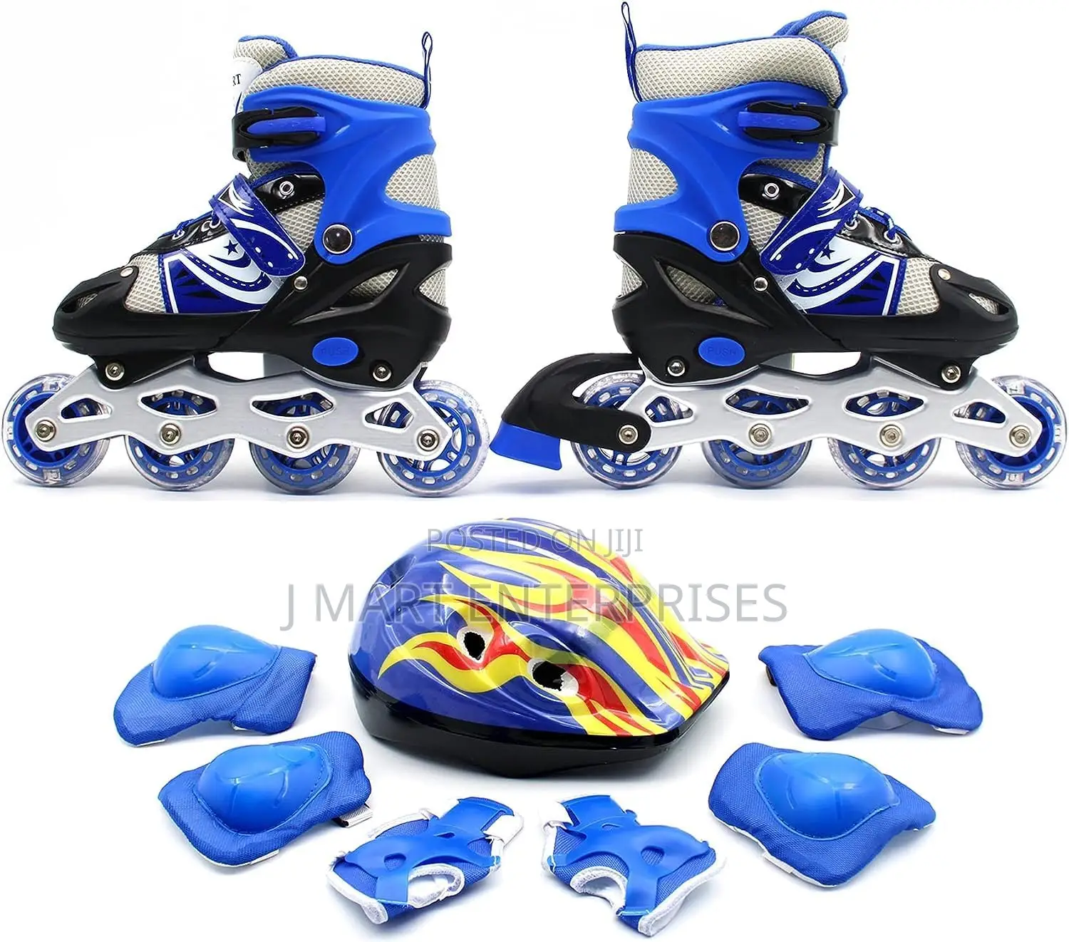 Inline Skates Adjustable Size Roller Skates Including Protective Gear