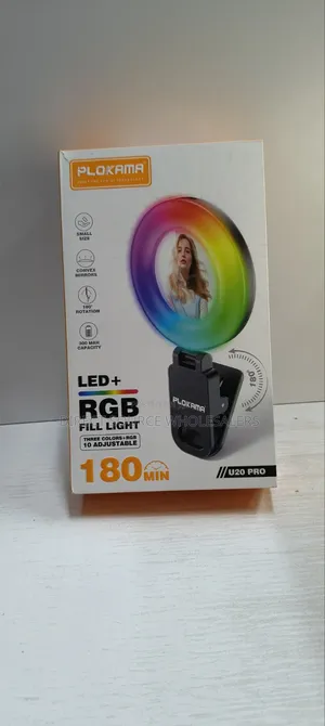 U20 Pro RGB Selfie Light – Rechargeable, Bright Portable