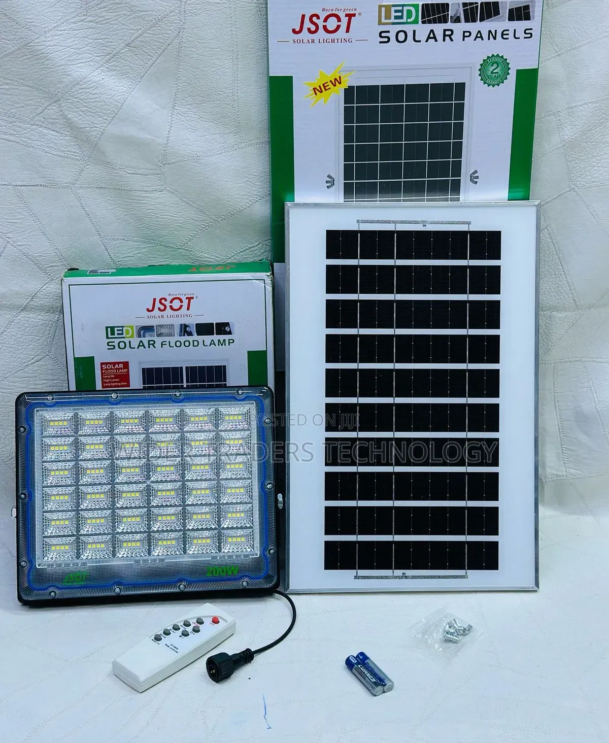 Jsot 200w Solar Floodlight Kit With a Remote Control, Solar Panel