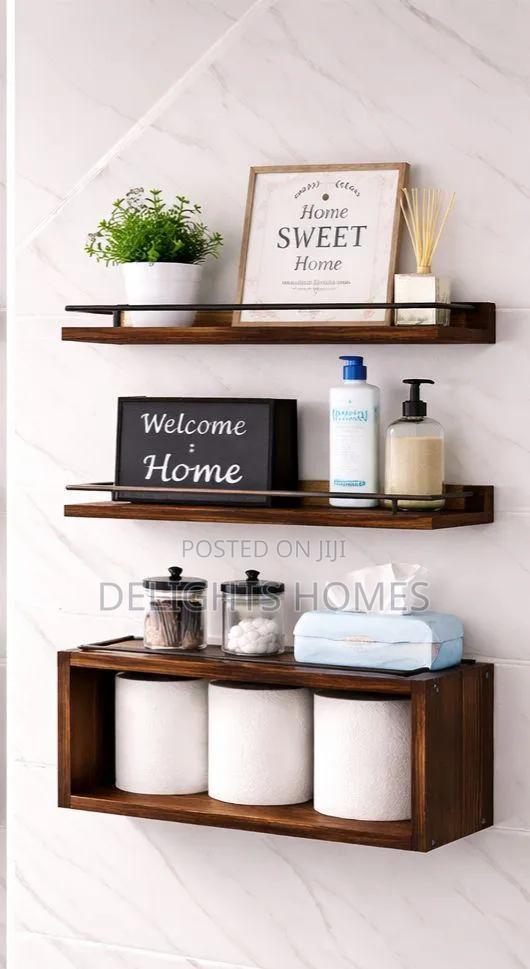 Solid Pine Wood Bathroom Floating Shelves