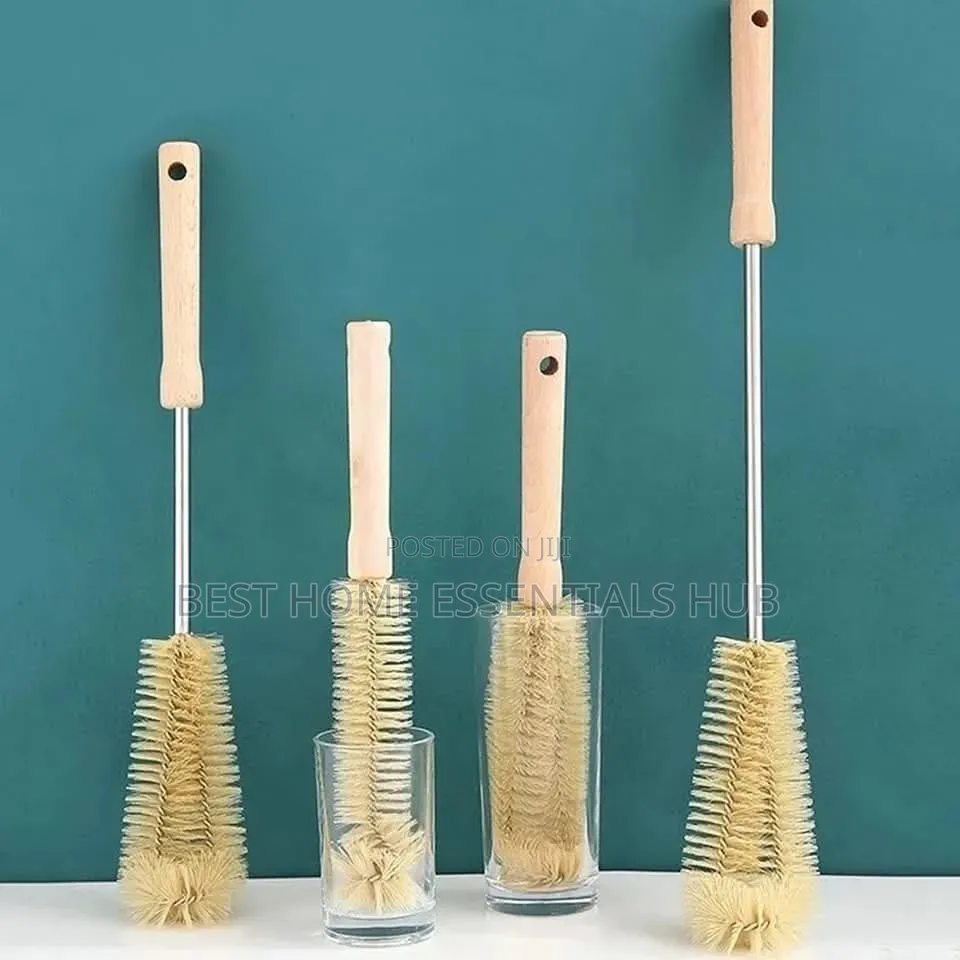 *4 PCS Long Wooden Handle Bottle Cleaning Brushes