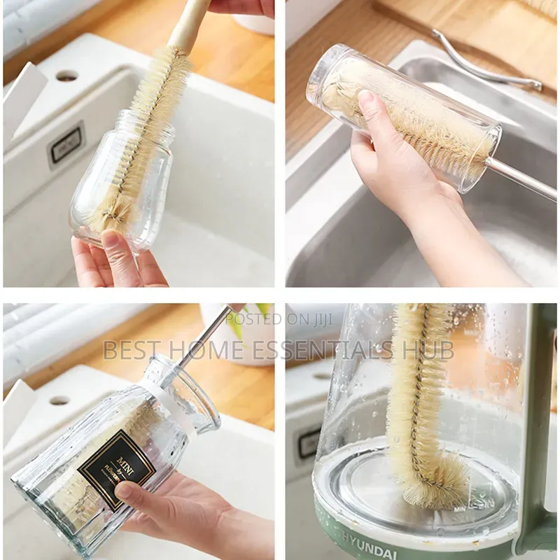 *4 PCS Long Wooden Handle Bottle Cleaning Brushes