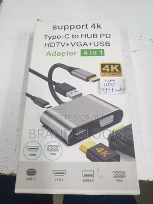Type C To Hub Pd,Hdtv+Vga+Usb,Adapter 4 In 1