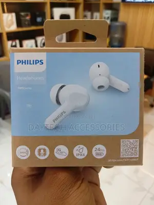 These Are Philips Tat1109wt True Wireless Earbuds in White.