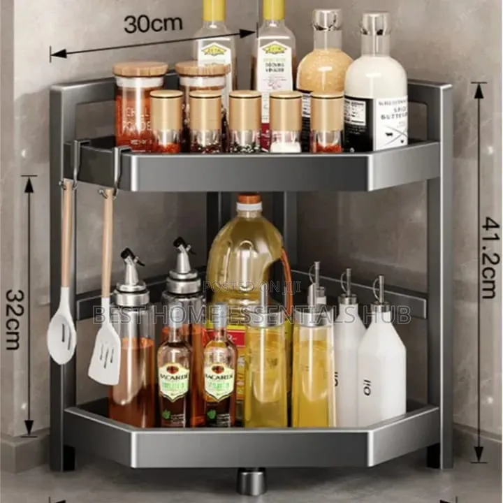 2tier Multifunction Countertop Kitchen Corner Storage Rack/Spice Rack