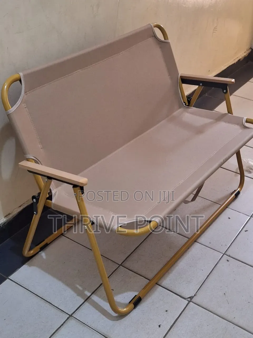 ,Portable Double Seat Camping Chair With Wood Armrest