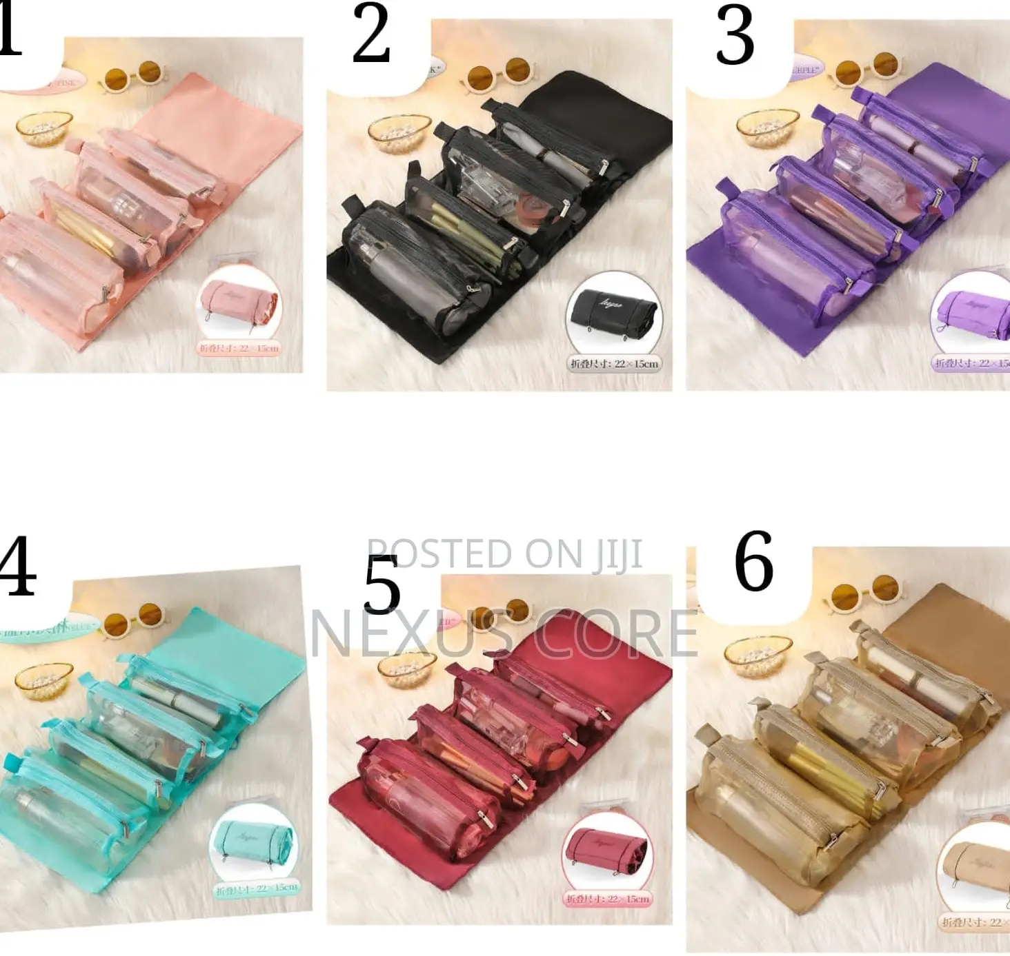 4 In1 Cosmetic Bag Nylon Mesh Detachable Makeup Bag