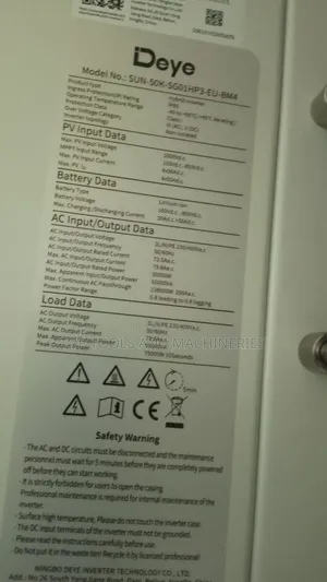 Sun--Sg01hp3-Eu-Bm4 Deye 50kwh Hybrid Inverter
