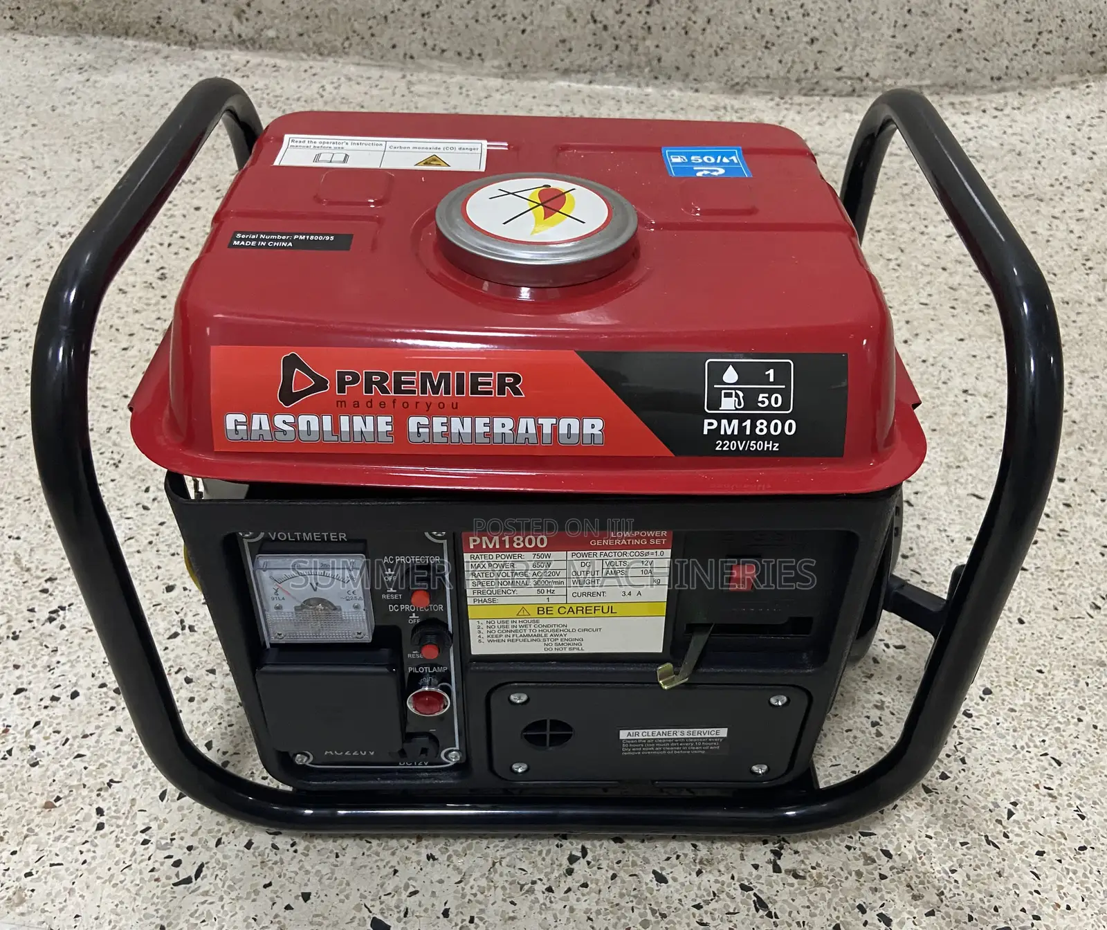 Premier Gasoline Generator 2hp Pm1800 850watts