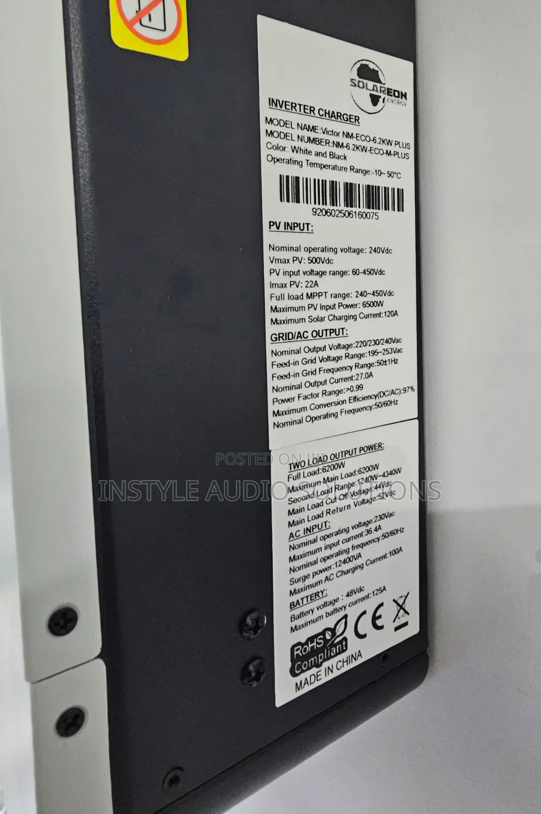 6.2kva - 48v VHM 120a MPPT Controller Hybrid Inverter