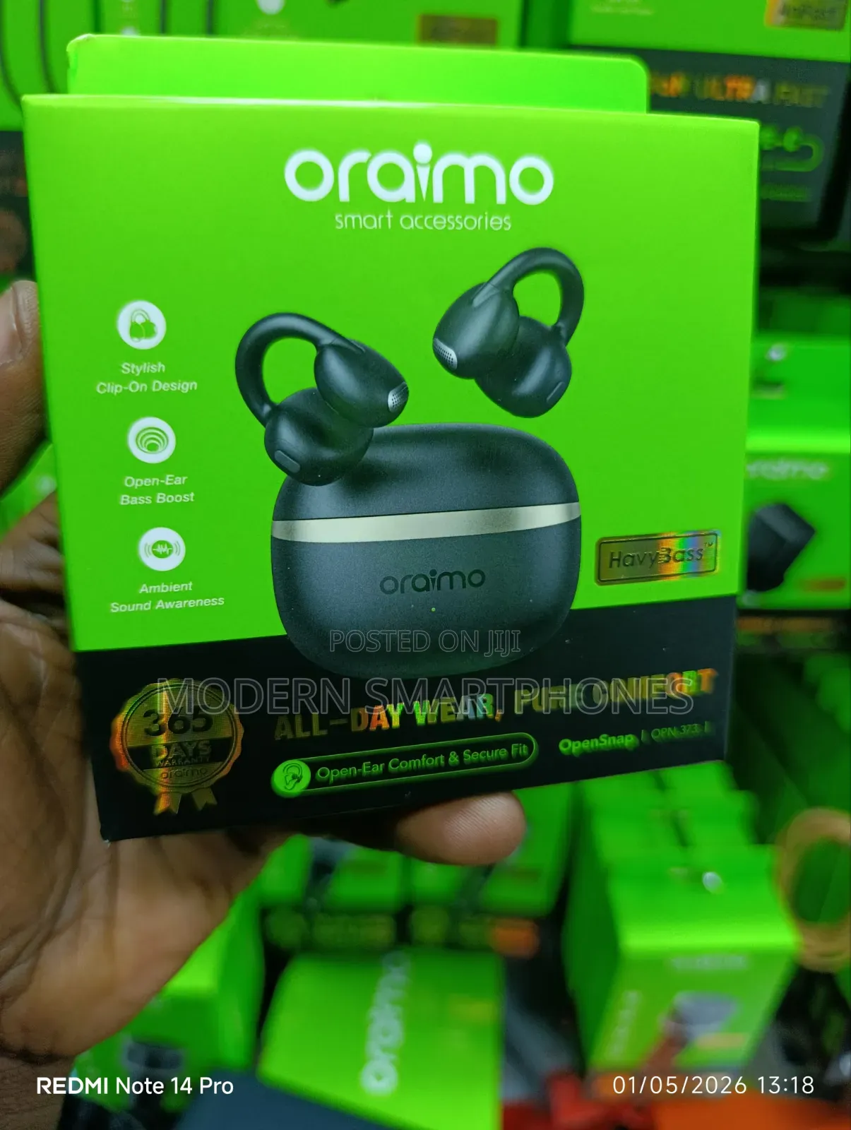 Oraimo Opensnap Clip-on Open-Ear True Wireless Earbuds