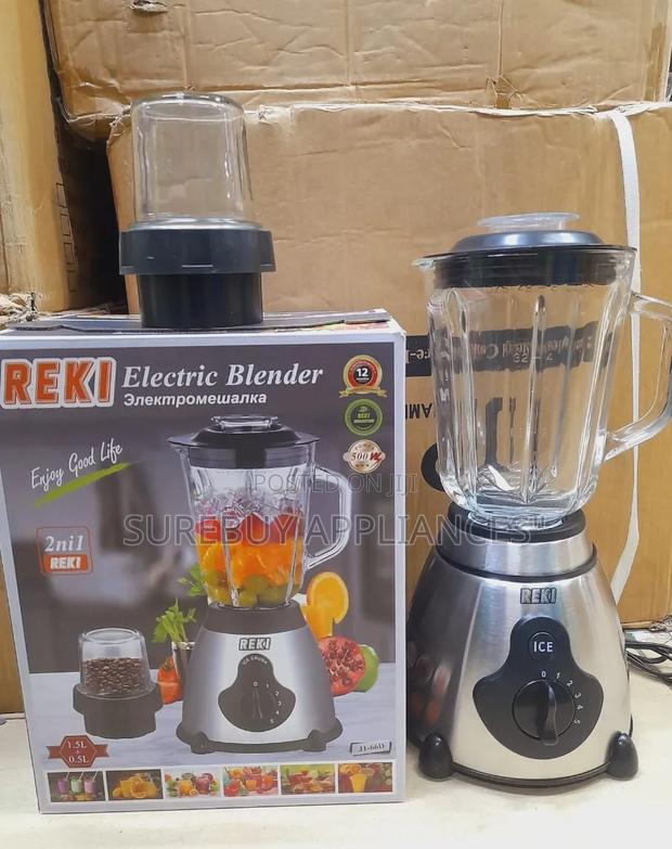 Reki 2-in-1 Blender With Glass Jug Grinder 1.5l 500w