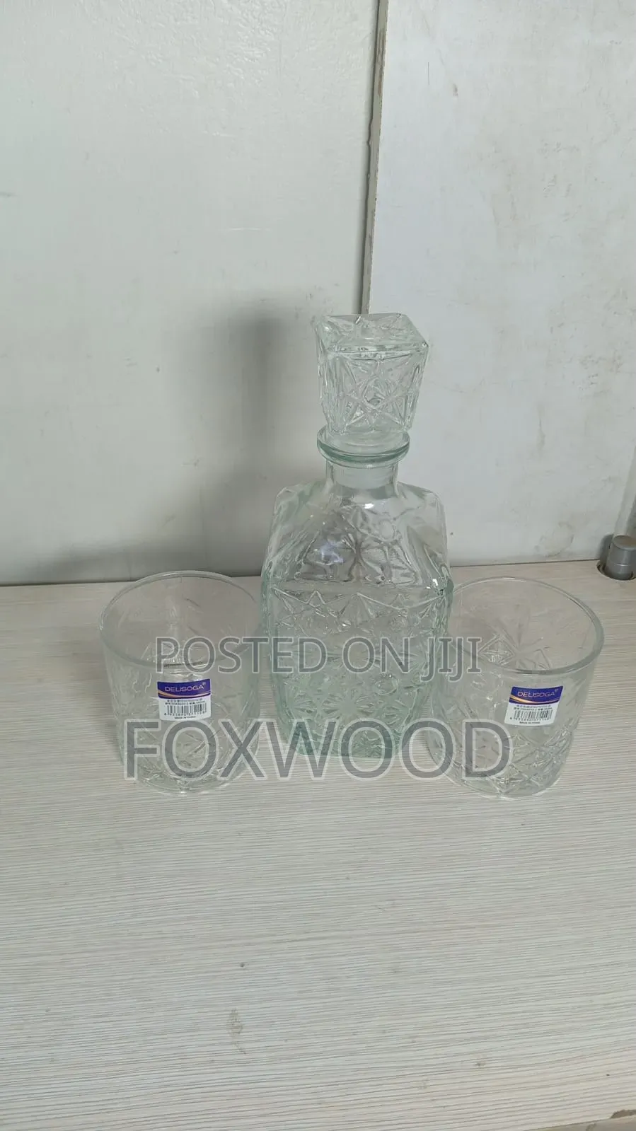 *Decanter Square Big Clear +2pc Glasses