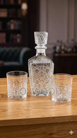 *Decanter Square Big Clear +2pc Glasses