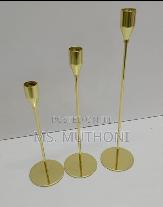 3 PCS Metallic Candlestick Holder Set - thumbnail 4